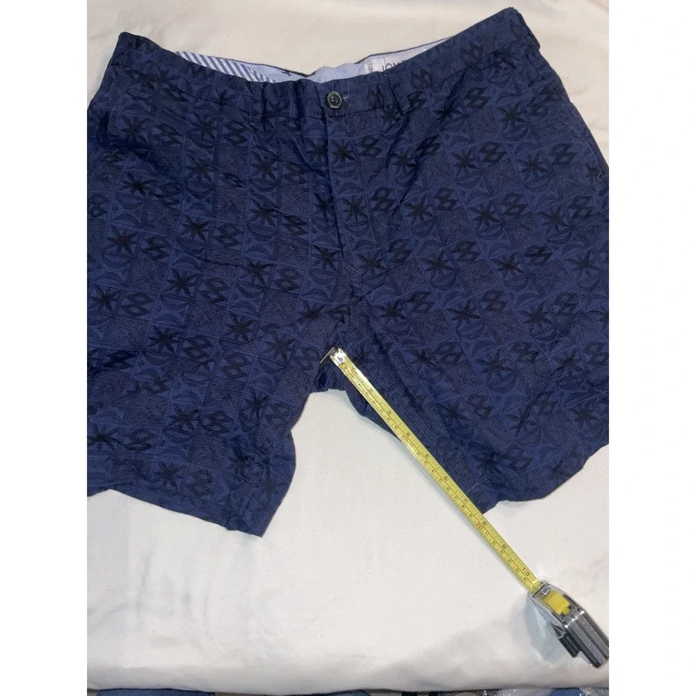 Jomers Mens 35 Navy Blue Chino Shorts Preppy Geometric Print Navy Blue